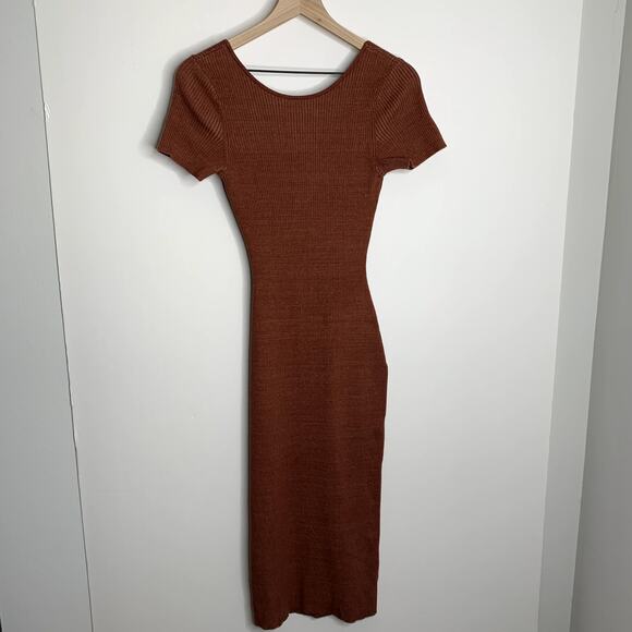 Naadam Reversible Cashmere Blend Ribbed Twist Dress Size Small - Picture 2 of 13